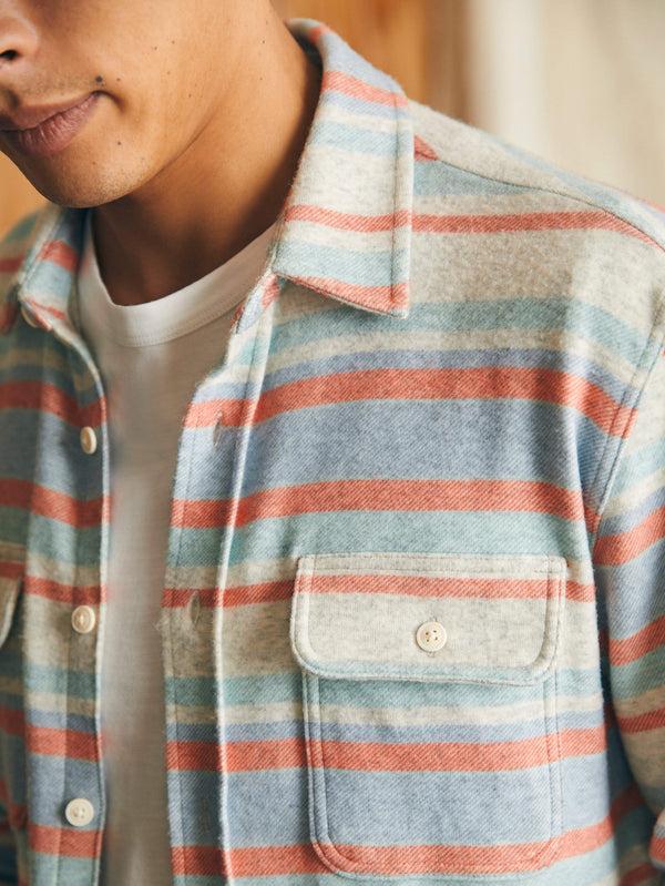 Faherty Legend™ Sweater Shirt (Tall) - Coral Reef Stripe Men's Button Ups