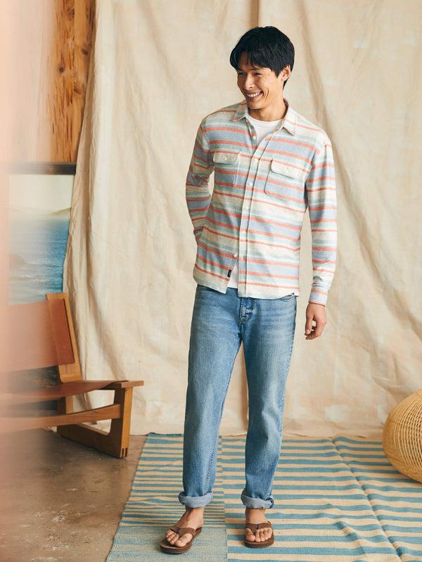 Faherty Legend™ Sweater Shirt (Tall) - Coral Reef Stripe Men's Button Ups
