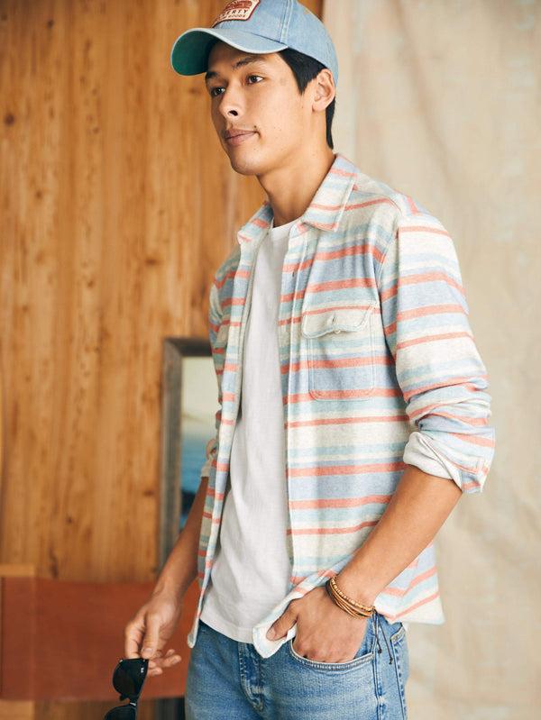 faherty Legend™ Sweater Shirt (Tall) - Coral Reef Stripe Men's Button Ups