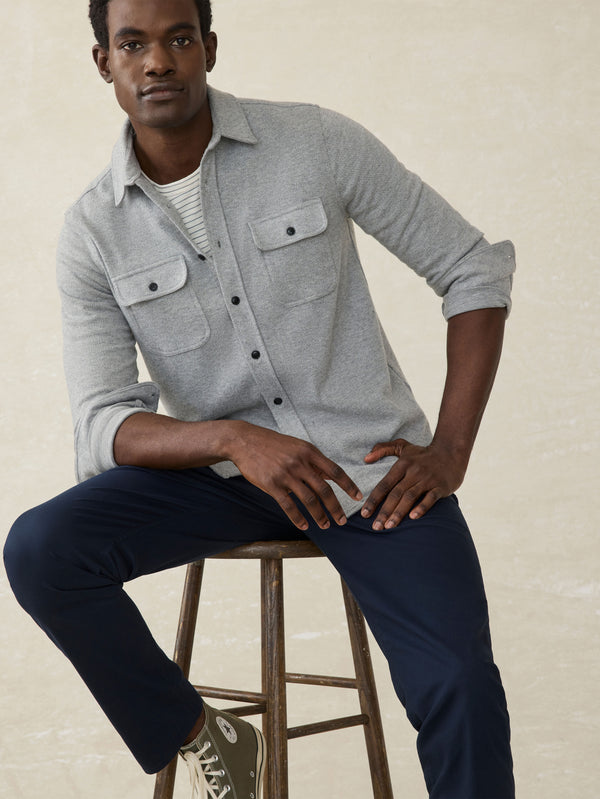 Faherty Legend™ Sweater Shirt (Tall) - Fossil Grey Twill Men's Button Ups