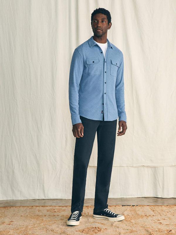 Faherty Legend™ Sweater Shirt (Tall) - Glacier Blue Twill Men's Button Ups