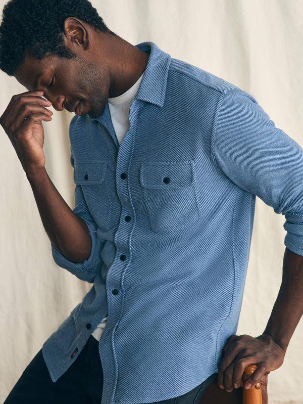 Faherty Legend™ Sweater Shirt (Tall) - Glacier Blue Twill Men's Button Ups