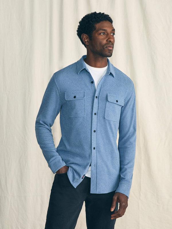 faherty Legend™ Sweater Shirt (Tall) - Glacier Blue Twill Men's Button Ups