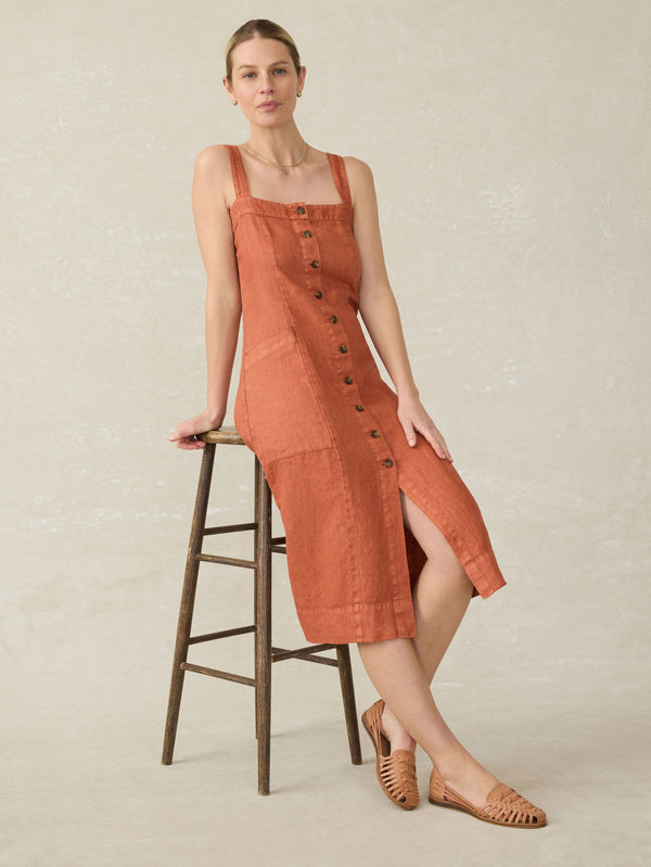 Faherty Linen Aurora Dress - Red Rock Women's Dresses