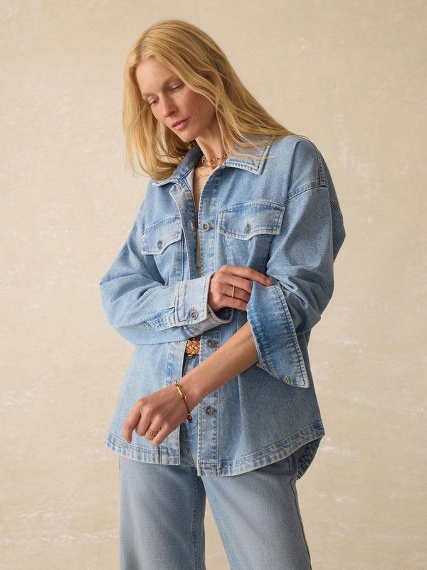 Faherty Linen Denim Jacket - Summer Seas Wash Women's Outerwear
