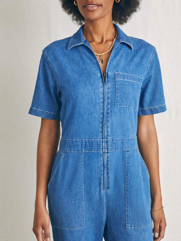 Faherty Linen Denim Jumpsuit - Bay Breeze Wash Women's Dresses