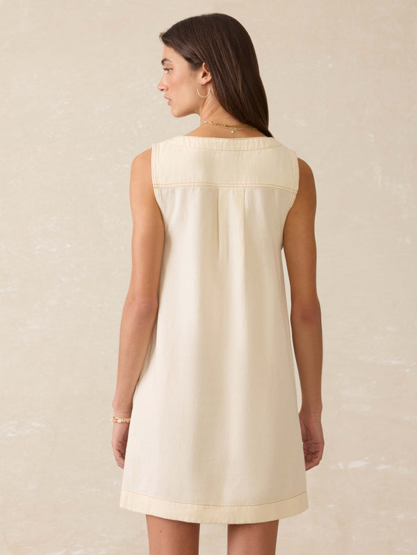 Faherty Linen Denim Malibu Mini Dress - Whitecliff Wash Women's Dresses