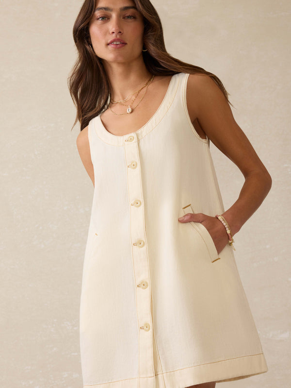 Faherty Linen Denim Malibu Mini Dress - Whitecliff Wash Women's Dresses