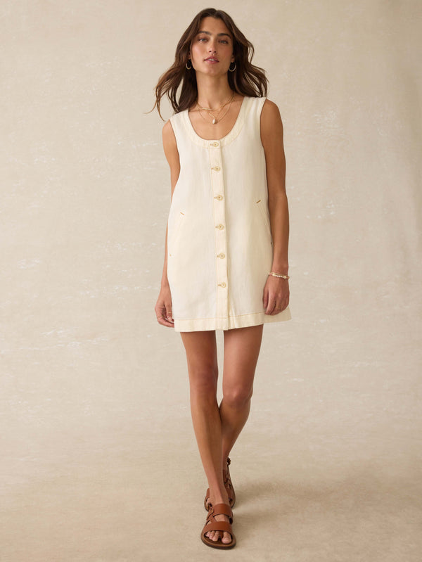 faherty Linen Denim Malibu Mini Dress - Whitecliff Wash Women's Dresses