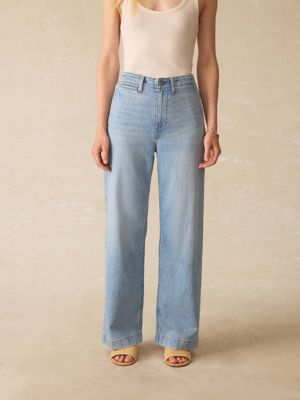 Faherty Linen Denim Pant - Summer Seas Wash Women's Bottoms