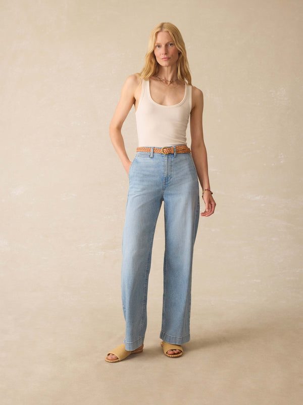 faherty Linen Denim Pant - Summer Seas Wash Women's Bottoms