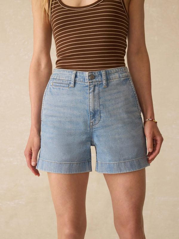 Faherty Linen Denim Short - Summer Seas Wash Women's Bottoms