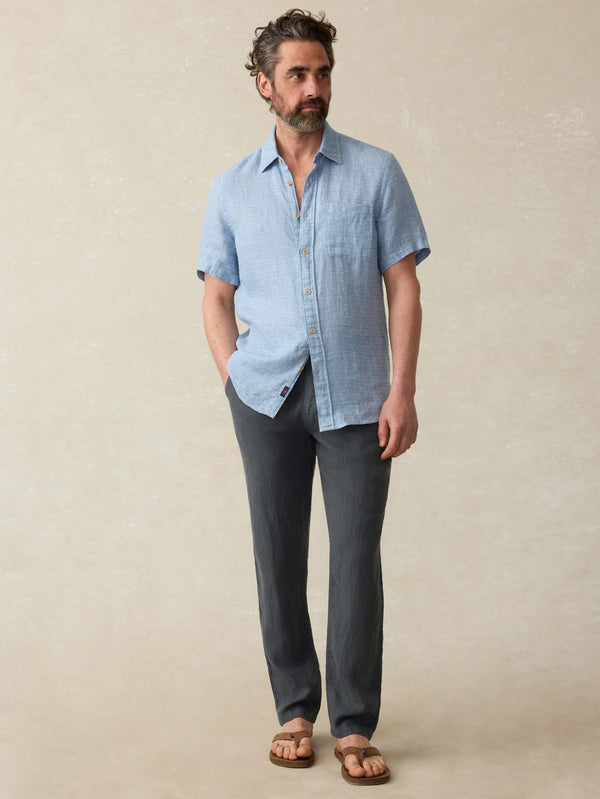 Faherty Linen Drawstring Pant - Washed Black Men's Bottoms
