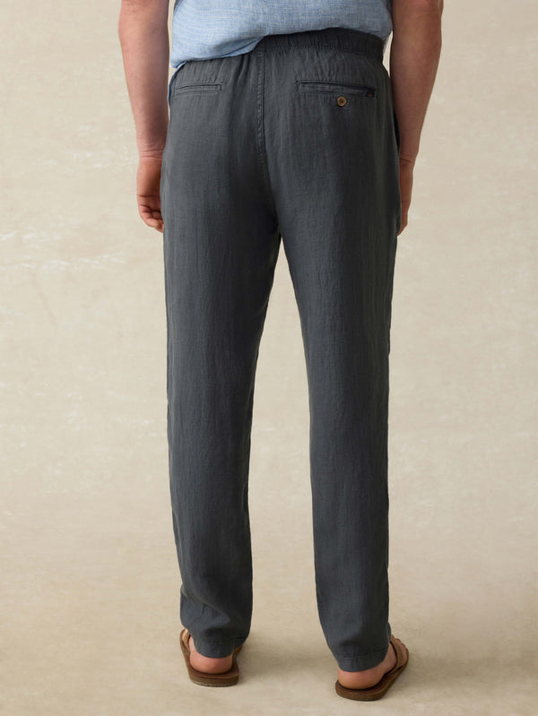 Faherty Linen Drawstring Pant - Washed Black Men's Bottoms