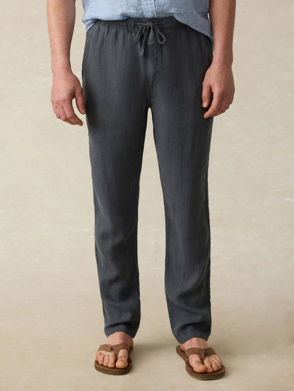 faherty Linen Drawstring Pant - Washed Black Men's Bottoms