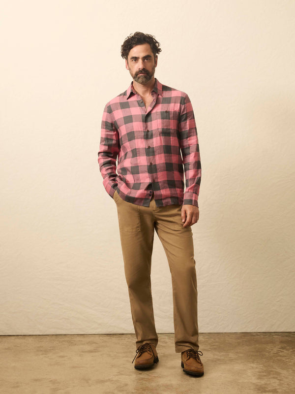 faherty Long-Sleeve Breeze Shirt - Charcoal Red Buffalo Men's Button Ups