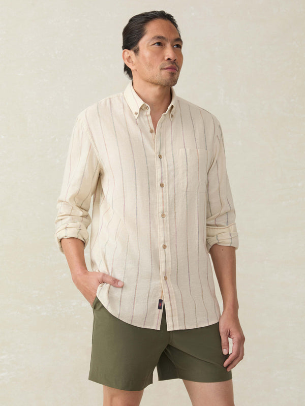 faherty Long-Sleeve Breeze Shirt - Cloud Beach Stripe Men's Button Ups