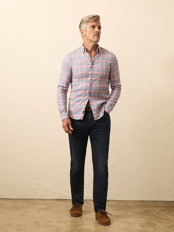 Faherty Long-Sleeve Breeze Shirt - Sunrise Sky Plaid Men's Button Ups