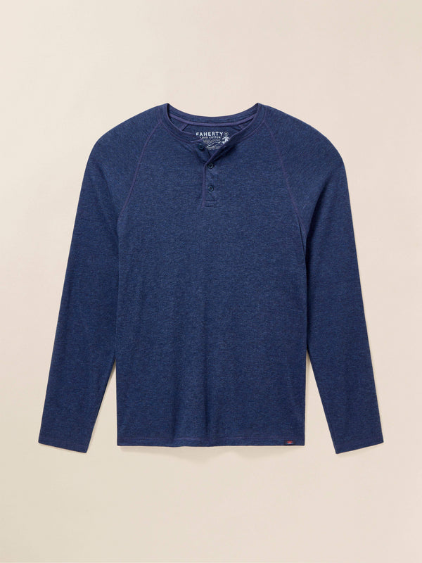 faherty Long-Sleeve Cloud Henley - Baltic Navy Heather Men's Knits
