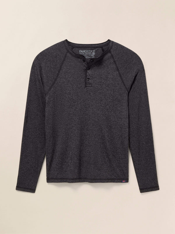 faherty Long-Sleeve Cloud Henley - Charcoal Heather Men's Knits