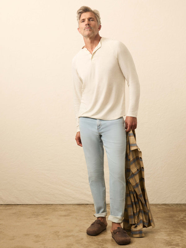 Faherty Long-Sleeve Cloud Henley - Ivory Heather Men's Knits