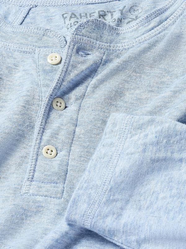 Faherty Long-Sleeve Cloud Henley - Light Blue Heather Men's Knits