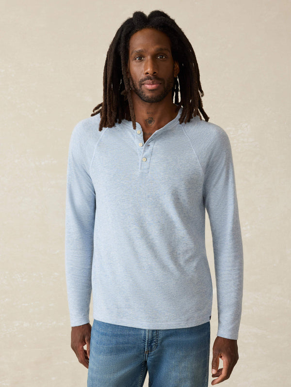 faherty Long-Sleeve Cloud Henley - Light Blue Heather Men's Knits
