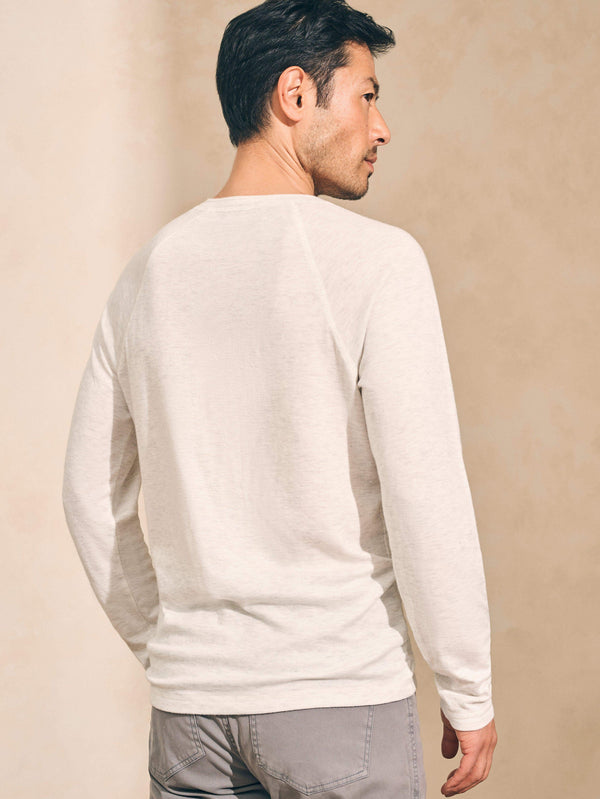 Faherty Long-Sleeve Newport Cloud Henley (Tall) - Ivory Heather Men's Knits