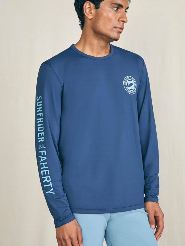 Faherty Long-Sleeve Surfrider Shorelite UPF Tee - Deep Navy Men's Knits