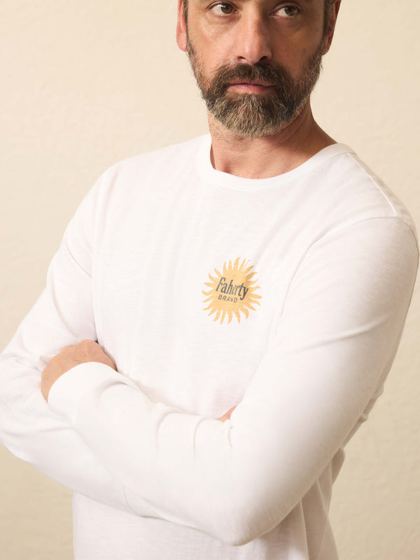 Faherty Longs-Sleeve Sunwashed Graphic Tee - White Men's Knits