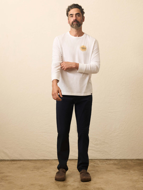 Faherty Longs-Sleeve Sunwashed Graphic Tee - White Men's Knits