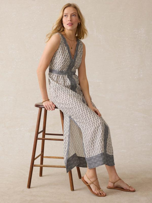 Faherty Macey Linen Maxi Dress - Summer Pearl Blossom Women's Dresses