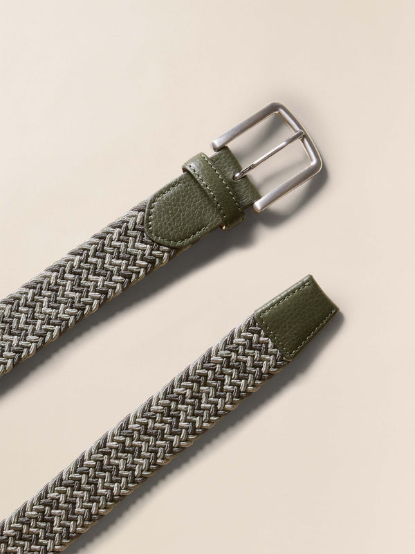 Faherty Mens Stretch Woven Belt - Green Multi Accessories Belts