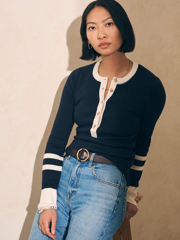 Faherty Mikki Henley - Coastal Colorblock Women's Sweaters