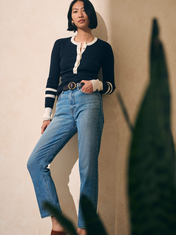 Faherty Mikki Henley - Coastal Colorblock Women's Sweaters