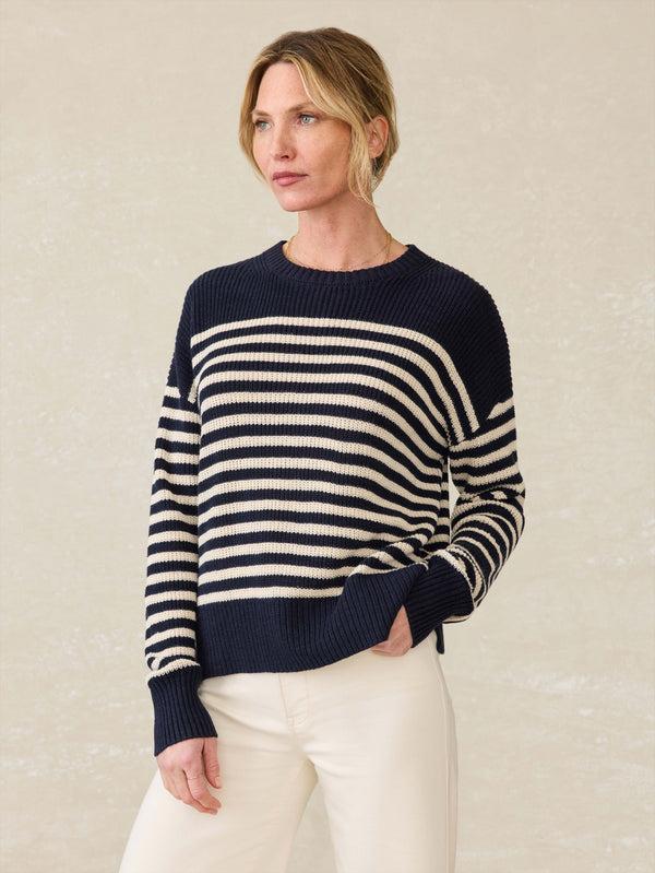 Faherty Miramar Linen Crewneck - Lighthouse Point Women's Sweaters