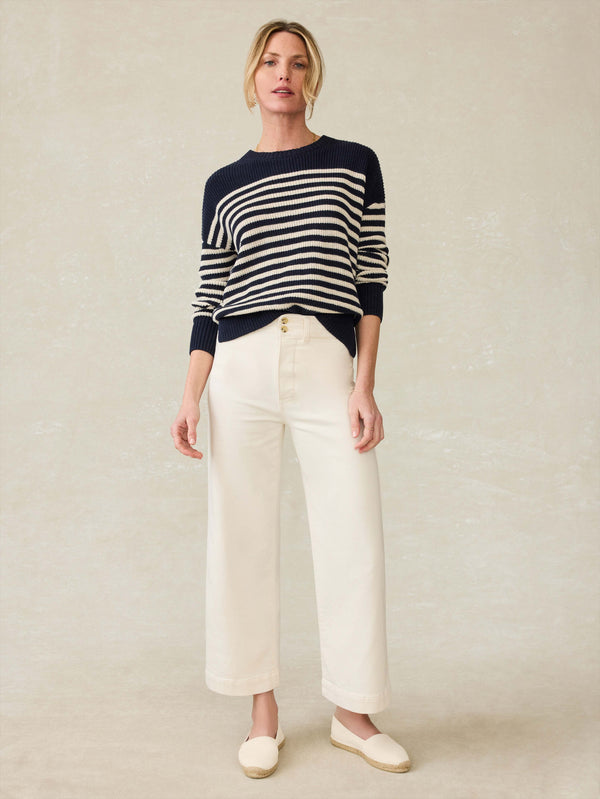 Faherty Miramar Linen Crewneck - Lighthouse Point Women's Sweaters