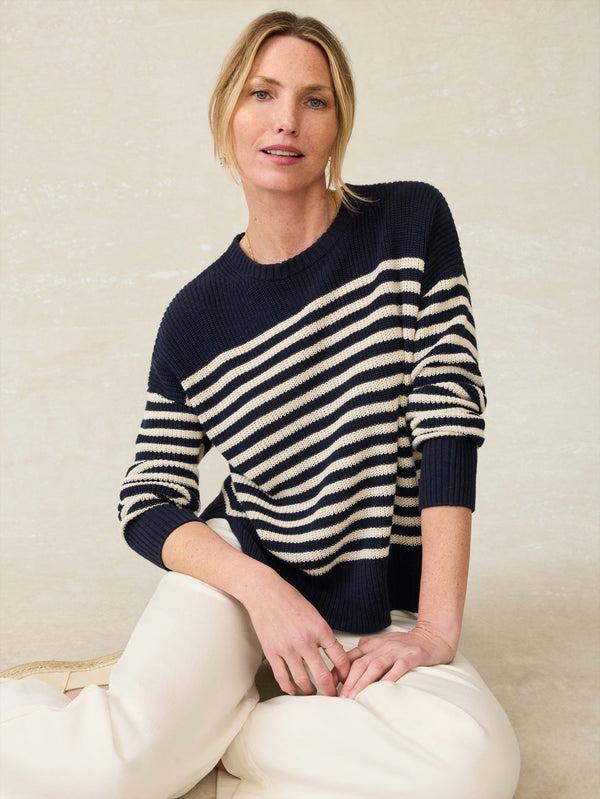 faherty Miramar Linen Crewneck - Lighthouse Point Women's Sweaters