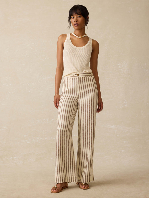 Faherty Miramar Linen Mini Rib Tank - Summer Sand Women's Sweaters