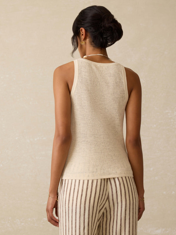 Faherty Miramar Linen Mini Rib Tank - Summer Sand Women's Sweaters