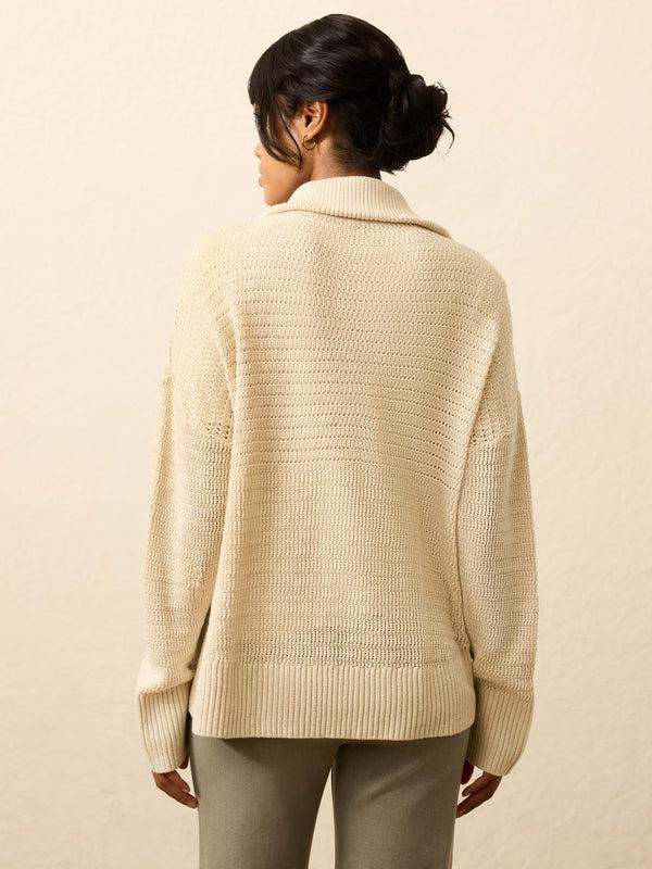 Faherty Miramar Linen Quarter Zip - Summer Sand Women's Sweaters