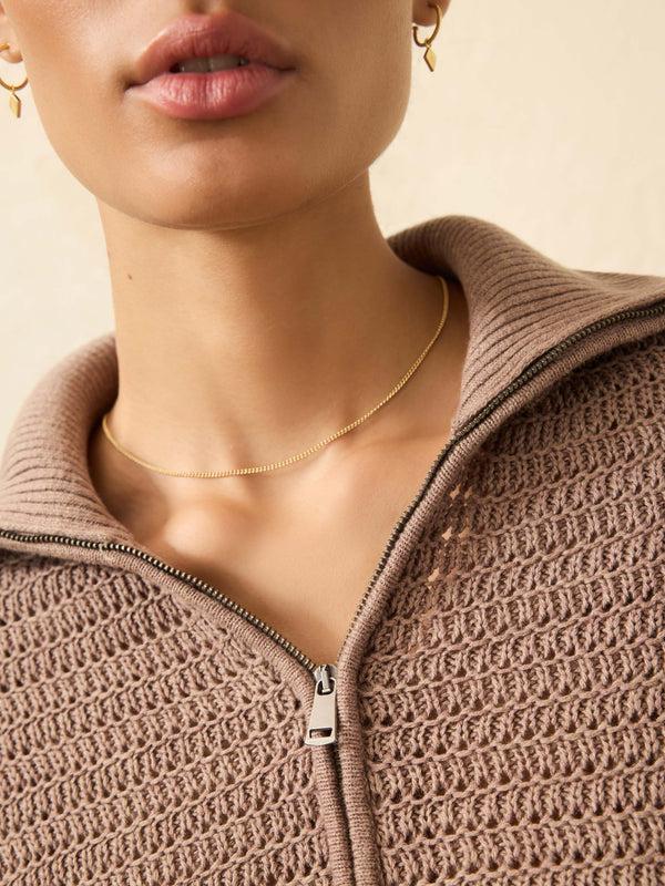 Faherty Miramar Linen Quarter Zip - Wood Smoke Women's Sweaters