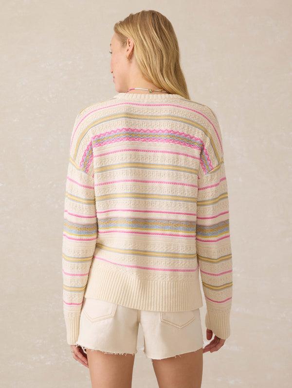 Faherty Miramar Linen Stargazer Crew - Seashell Sands Women's Sweaters