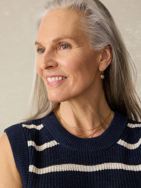 Faherty Miramar Linen Sweater Tank - North Sea Stripe Women's Sweaters