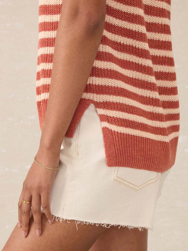 Faherty Miramar Linen Sweater Tank - Sandstone Stripe Women's Sweaters