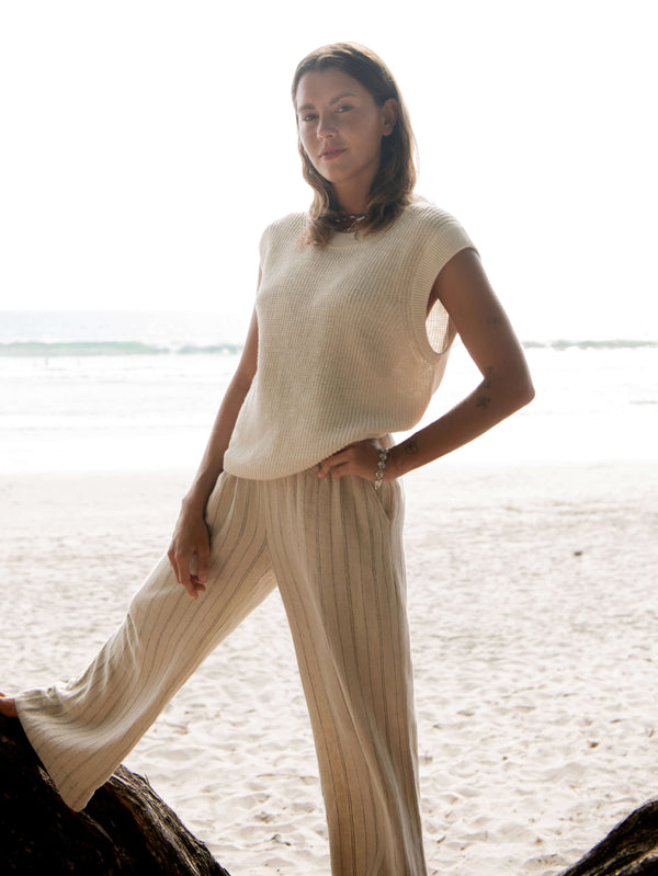 faherty Miramar Linen Sweater Tank - Summer Sand Women's Sweaters