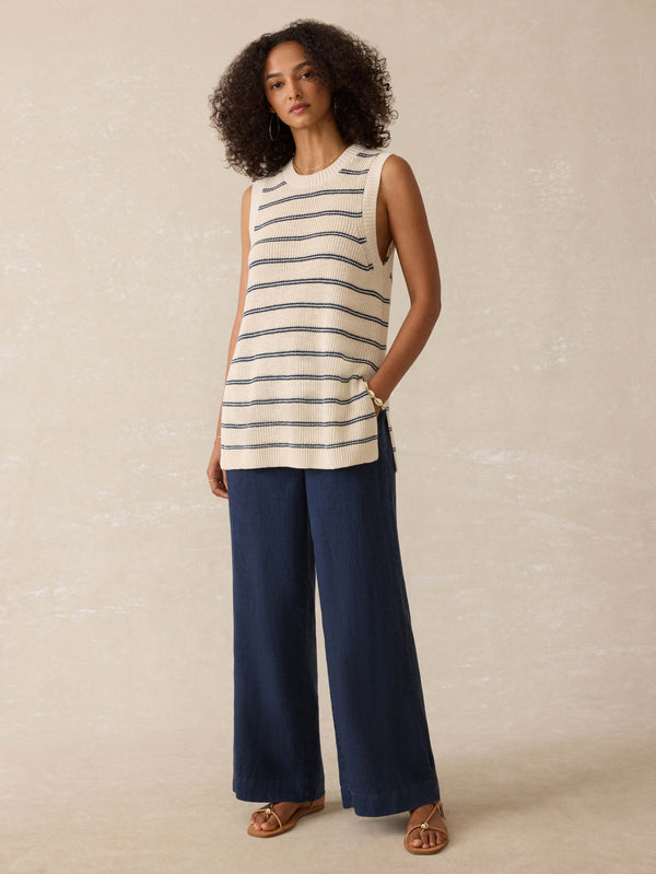 Faherty Miramar Linen Sweater Tunic - Lido Lines Women's Sweaters