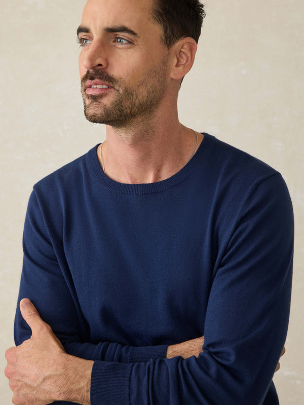 Faherty Movement™ Crewneck Sweater - Marine Navy Heather Men's Sweaters