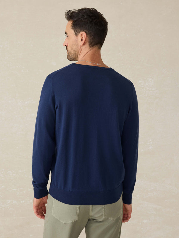 Faherty Movement™ Crewneck Sweater - Marine Navy Heather Men's Sweaters
