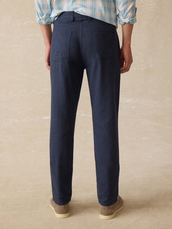 Faherty Movement™ Linen 5-Pocket Pant - Deep Sea Navy Men's Bottoms